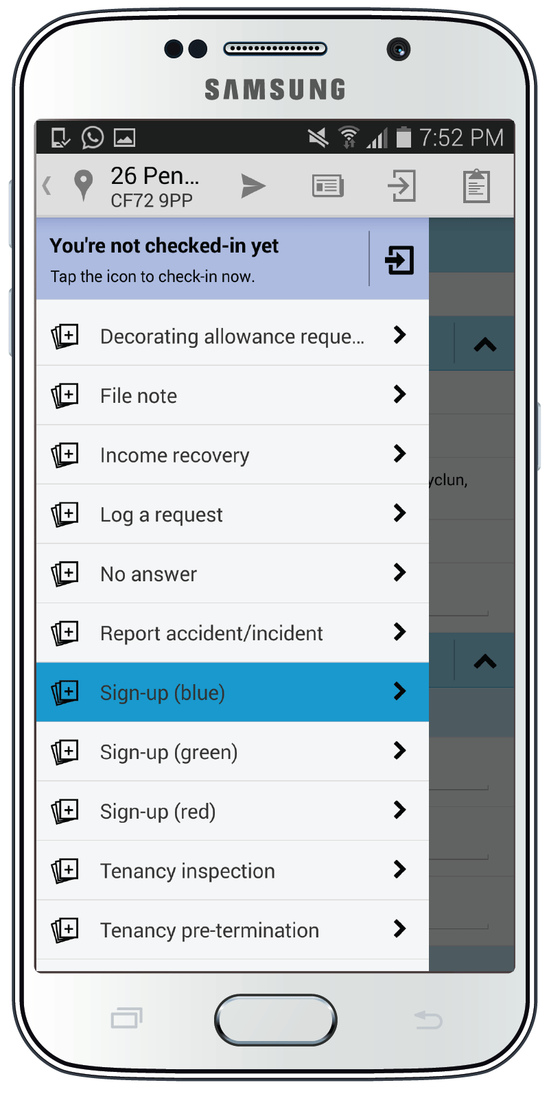 PanConnect Mobile displaying a list of forms for a location