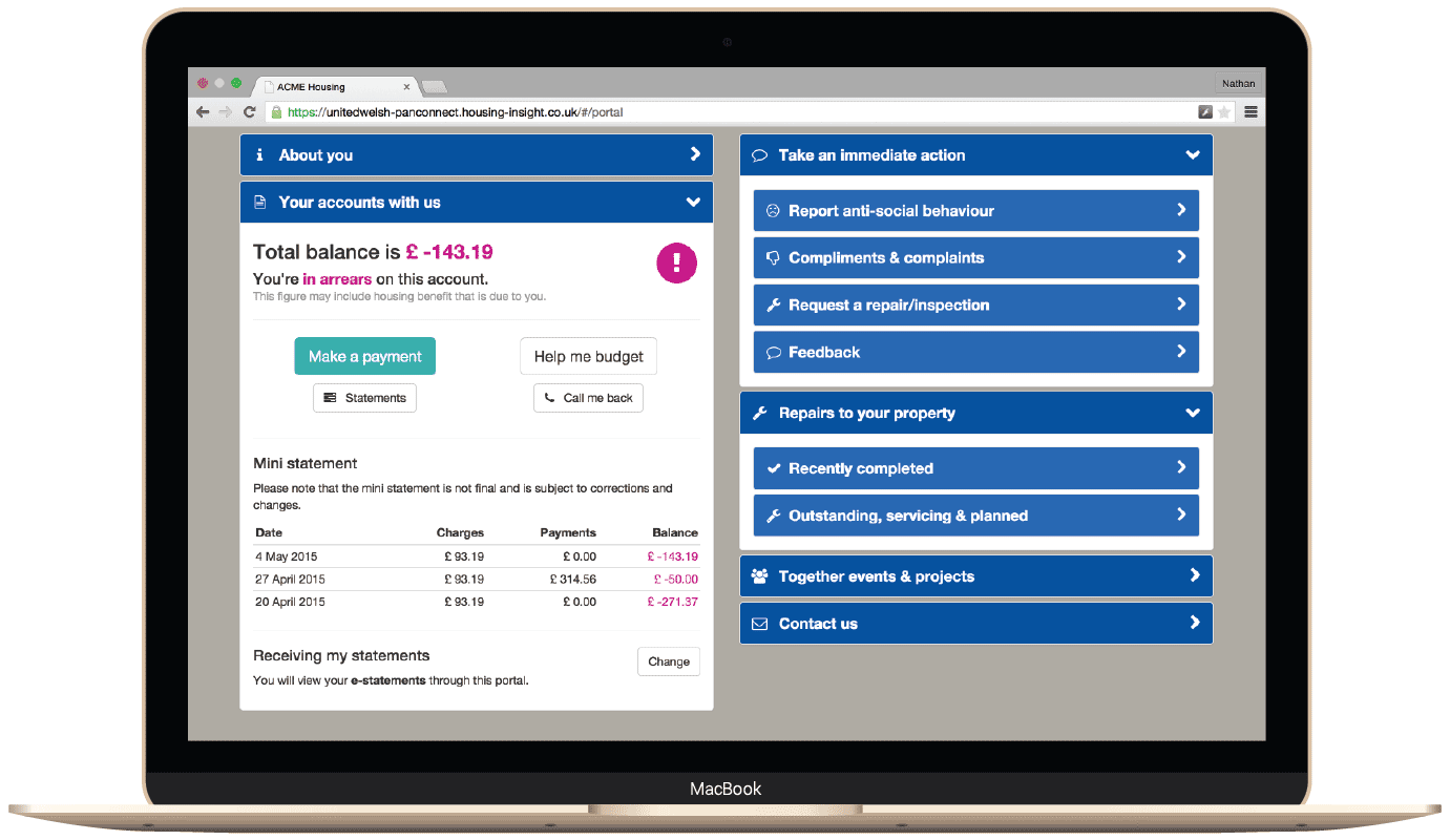 PanConnect Self-Service on the web